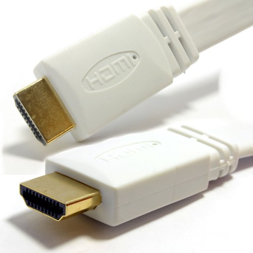 kenable FLAT HDMI High Speed Cable for LCD LED UHD/HD TV Lead Gold 5m White
