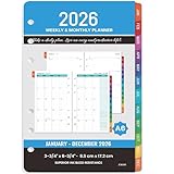 2026 Planner Refills - A6 Weekly and Monthly Planner Inserts, 4' x 6.73', Jan. 2026 - Dec. 2026, Planner Refills 2026, 6 Holes, Colorful Monthly Tabs