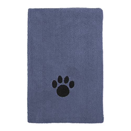 Image of Bone Dry Pet Grooming Microfiber Towel, Embroidered Collection, X-Large,41x23.5 inch, Stonewash Blue