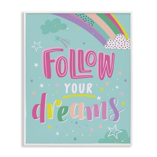 Stupell Industries Follow Your Dreams Bright Whimsical Patterned Rainbow Stars, Design by Abi Hall