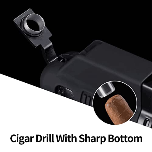 Encendedor Cigarloong con llama de 4 jets negro recargable miniatura 4