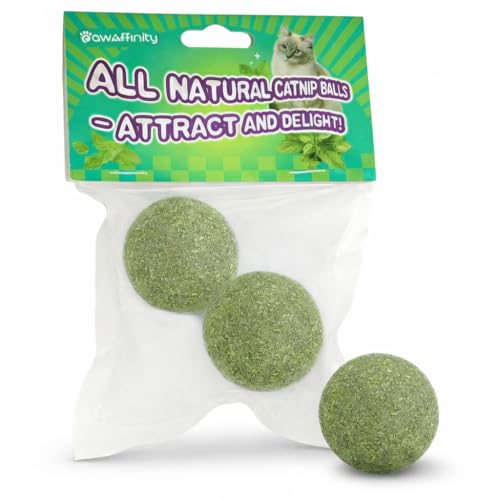 PawAffinity Natural Catnip Balls for Cats 2 Pack Compressed Catnip Toys for Indoor Cats 100% Natural No Fillers Long-Lasting Mess-Free Interactive Cat Toy for Stress Relief & Healthy Play