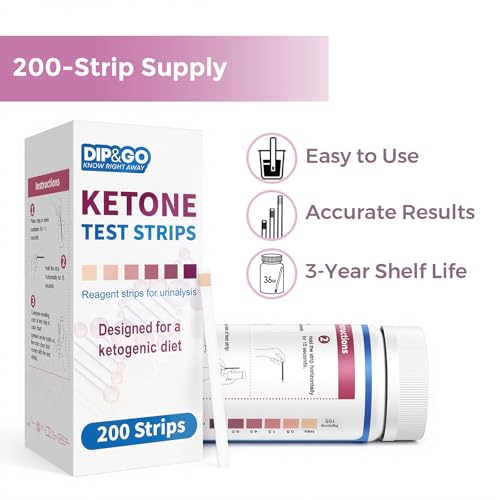 Image of DIP&GO Ketone Test Strips, 200 Keto Strips Urine Test, Fast & Accurate Keto Test for Ketosis, Low-Carb Diet Support & Weight Management