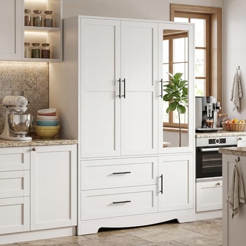 HOOBRO Wardrobe Closet with Mirror and Drawers