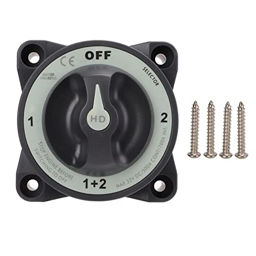 CYSFETENA Boat Selector Switch,4 Position Battery Switch Disconnect Switch 500A Battery Selector Switch Battery Power Cut Master Switch Waterproof Battery Cut Off Switch for Boat