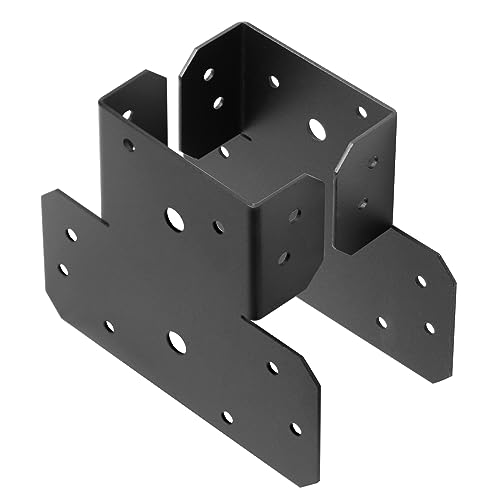 MOUNTAIN_ARK 8 Pcs 4x4 Black T Shape Post and Beam Connector, Pergola Post Bracket for Wood, 14 Gauge