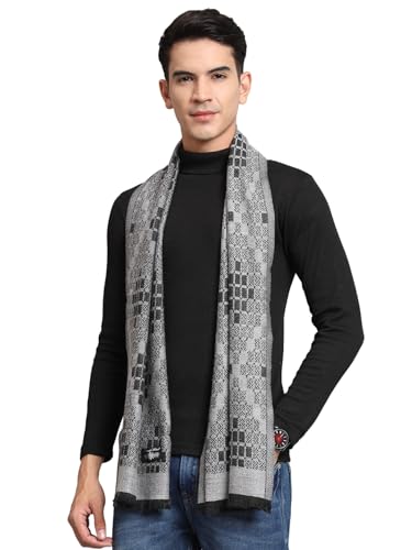 Image of Ravaiyaa - Attitude is everything Men's Geometric Pattern Casual Muffler Winter Wool Long Scarf 72 inchx14 inch Inch (Grey)