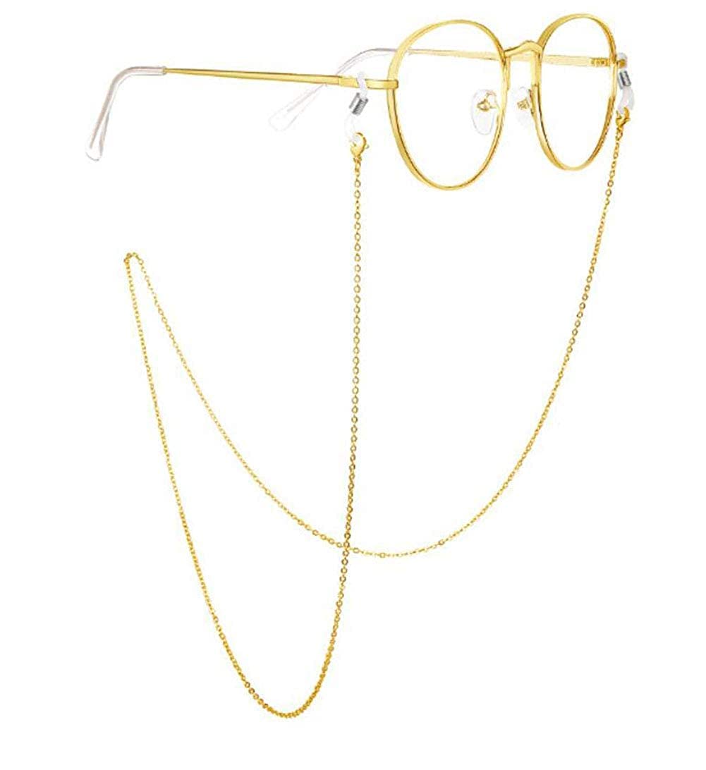 Bhavya Optic® Eyeglass Chains Universal Fit Eyewear Retainer Eyeglass Strap Holder Sunglass Retainer Strap Glasses Cord Lanyard Rope Neck Strap Anti-Slip Glasses String,Mask Chain- Gold