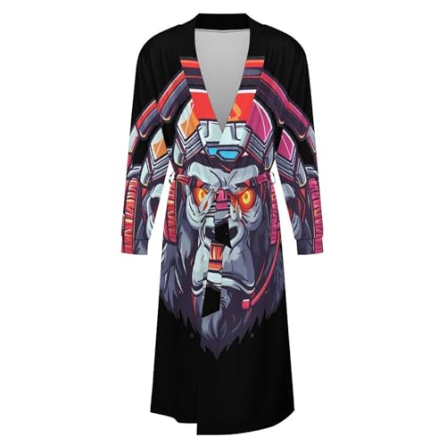 Robo Gorilla Soft Robe Long Sleeve Bathrobes V Neck Sleepwear Spa Robes with Belt Men Woman4