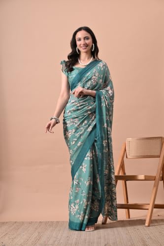 Image of MIRCHI FASHION Women Saree | Chiffon Chevron Zig Zag Printed Office Wear Sari with Blouse