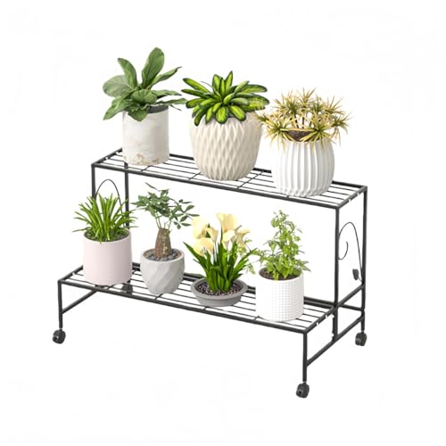 KUBERAS �ԉ� �A�C�A���� �K�i�� �A�ؔ��X�^���h 2�i 3�i �K�[�f�j���O�p�i �����E���O���p �o���R�j�[ ���r���O (2 �i�F����80cm�i�L���X�^�[�t���j,�u���b�N)