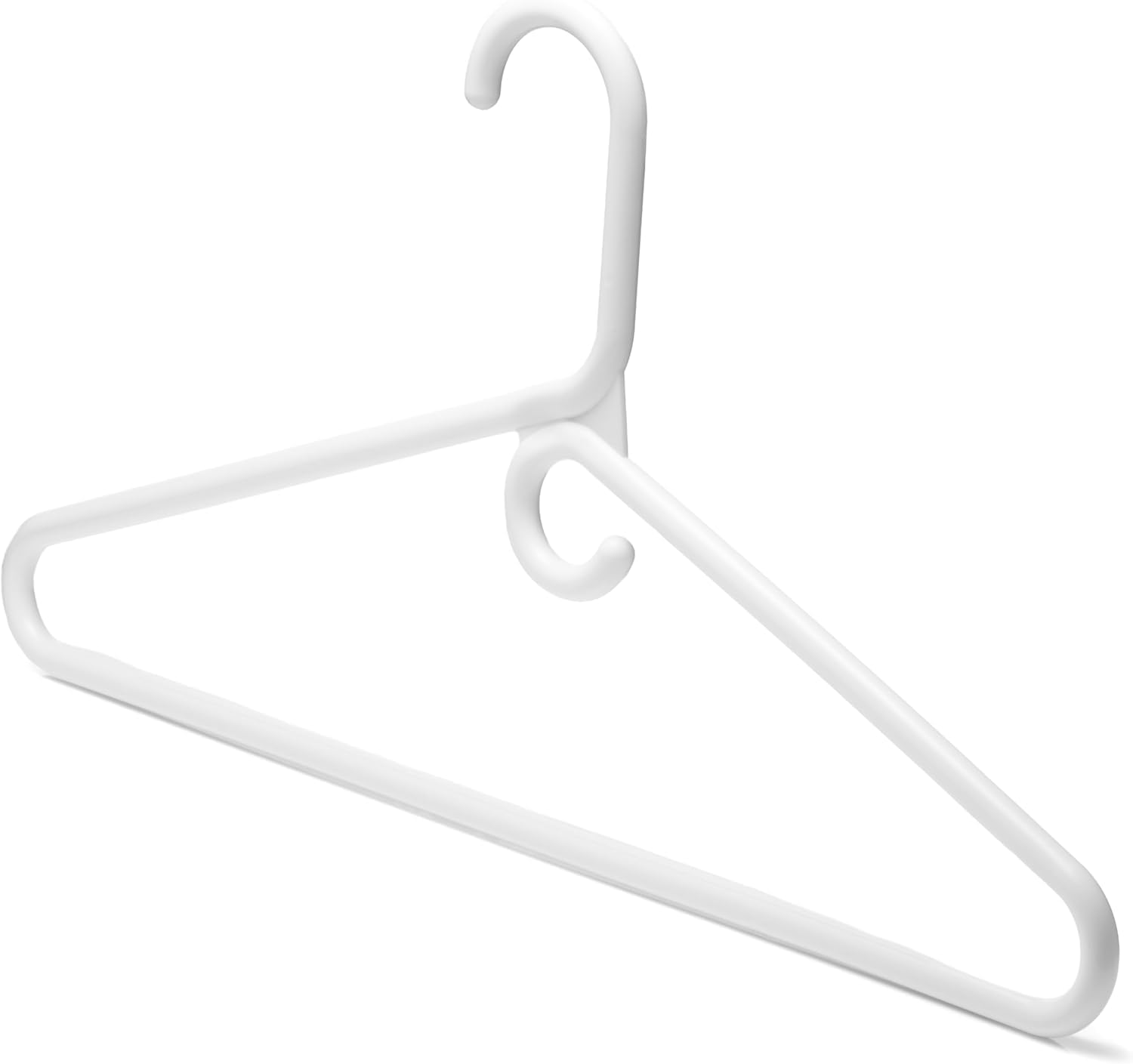 DEILSY Weiße Kunststoff-Kleiderbügel – super robuster Kunststoff-Kleiderbügel – dicke, starke Standard-Kleiderbügel mit Haken für Schals und Gürtel, 17 Kleiderbügel, 10 Stück