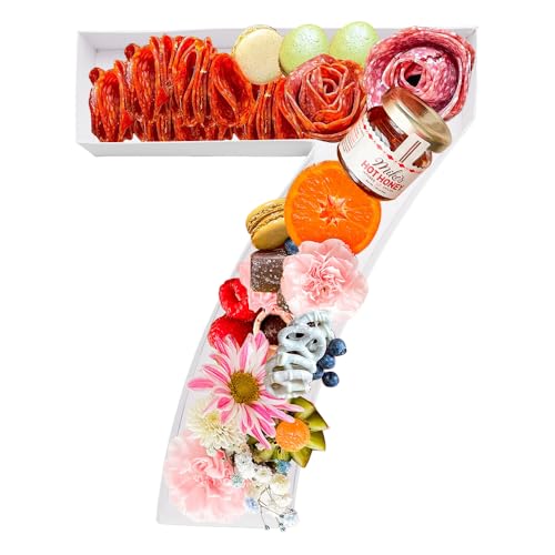 Image of 12 inch Fillable Number Paper Mache Cardboard Cutouts Sweet Charcuterie Board Tray(White, 7 Shape)