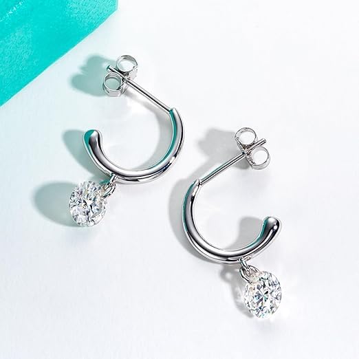 Moissanite D VVS1 boucles d'oreilles d'exception en argent - 6