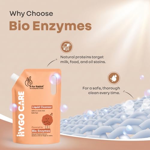 Image of R for Rabbit Hygocare 1000 ml Refill Pack Baby Liquid Cleanser for Washing Toys|Nipples Powered by Bio Enzymes Residue Free Anti Bacterial