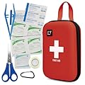 Avalanche 53 Pieces First Aid Kit, Compact Emergency Supplies Kit for Home, School, Car, Travel, Sports or Camping in Hard Shell Foam Case, Portable Mini First Aid Kit, Red