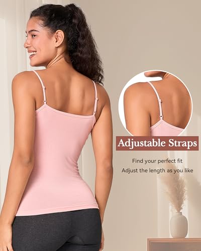 BAMBOO COOL Women's Basic Lingerie Camisole Tank with Adjustable Spaghetti Strap Cute Undershirt 3/4 Pack4