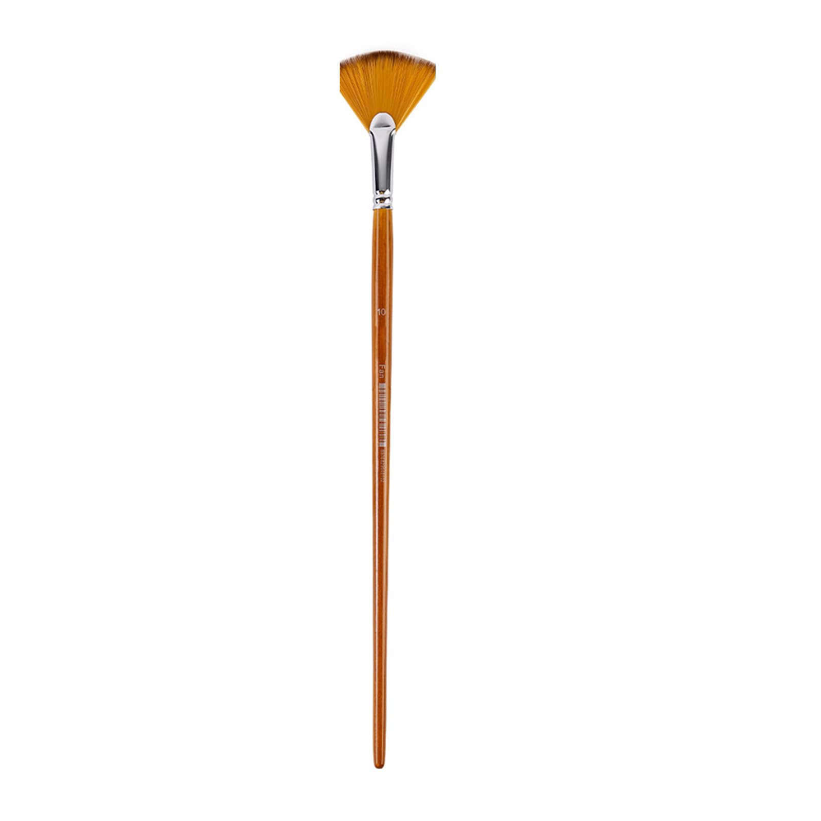 Rbrmhm Span 10 Professional Artist Brush Flat/Round/Fan Tip Paint Brush For Acrylic Watercolor Oil Painting Wood Handle Nylon Bristles