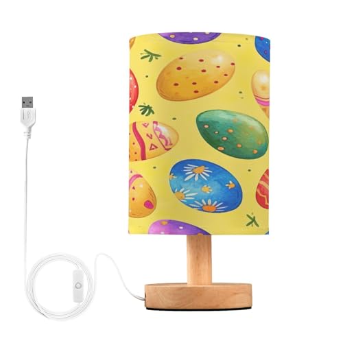 SDMKA Colorful Eggs Bedside Table Lamp for Bedroom, Minimalist Nightstand Lamp with Round Fabric Shade for Living Room, Office, No Bulb Required