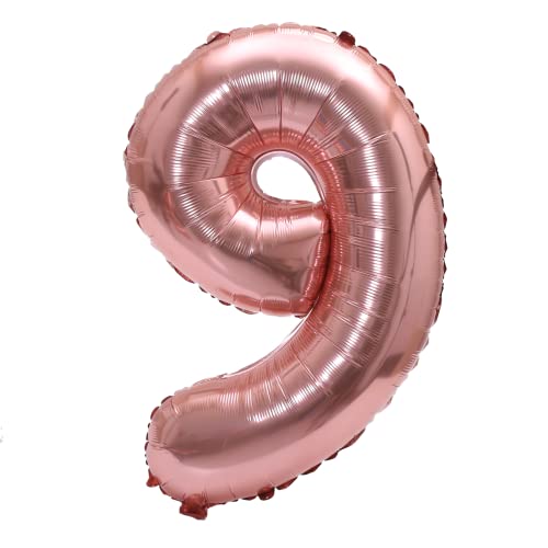 Image of YPSelected 32 Inch Large Foil Helium Number Balloon Birthday Wedding Party 0-9 (Rose Gold, 9)