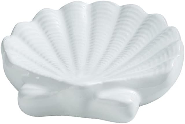 Shell Soap Dish, Starfish Jewelry Dish Tray, Ceramic Ocean Soap Holder for Bathroom,Tub, Kitchen Sink & Vanity Spaces(Shell)