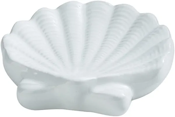 Shell Soap Dish, Starfish Jewelry Dish Tray, Ceramic Ocean Soap Holder for Bathroom,Tub, Kitchen Sink & Vanity Spaces(Shell)