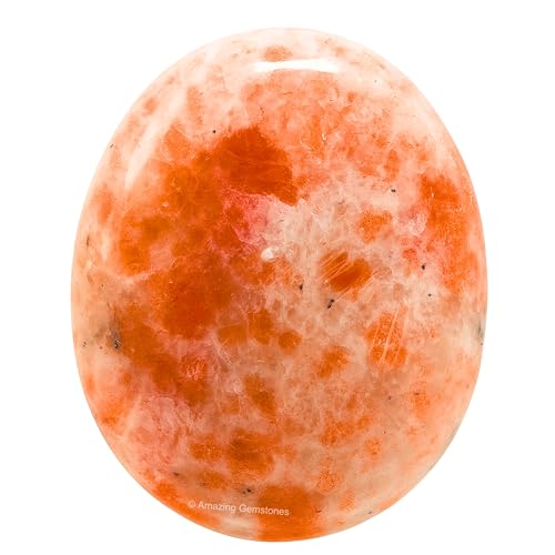 Image of Amazing Gemstone Sunstone Crystals and Healing Stones - Extra Large Palm Stone Crystals Piedra - Crystal for Good Luck, Balanced Positive Energy, Meditation - Unique Stocking Stuffers, Gifts for Women