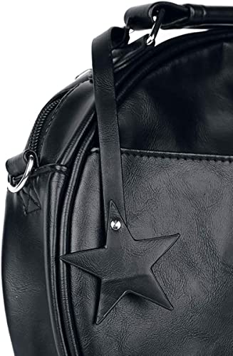 Lost Queen Pentagram Handbag Round - Gothic Crossbody Purse - Black Faux Leather Bag4