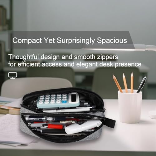Image of Large Capacity Pencil Case - Cute Pencil Pouch for Back To School Supplies, Simple Stationery Office Organizer Pen Bag with Zipper