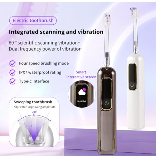 Image of AUSHA Smart Oscillating Electric Toothbrush with Interactive Display, 4 Brushing Modes, 60-Day Battery, Type-C Fast Charging, DuPont Soft Bristles, IPX7 Waterproof, 3 Brush Heads