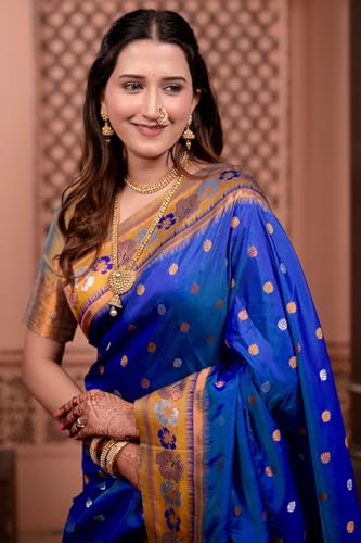 Image of SGF11 Women's Kanjivaram Pure Soft Silk Saree With Unstitched Blouse Piece