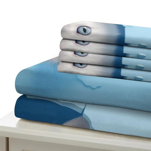 Housse de couette 200x200 chat bleu microfibre fermeture éclair lit double ado