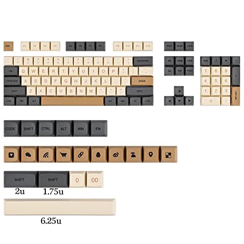 Image of Guffercty kred XDA Profile Keycaps 125 Retro PBT Key Cap Cover Set Dye Sublimation ANSI US Layout for Cherry Mx Switch Mechanical Keyboard (XDA /Ember)