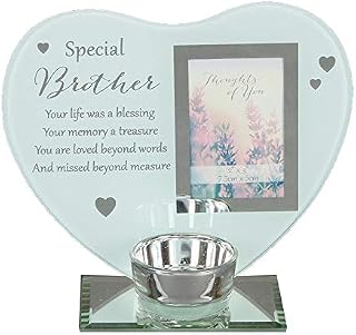 Widdle Gifts Ltd Glass Photo Frame Memorial Tea Light Candle Holder - Brother 9071