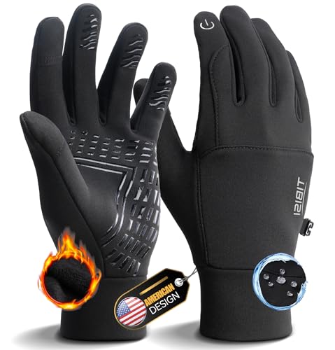 Image of PULIOU Winter Waterproof Thermal Gloves for Men Women, Cold Weather Windproof Ski Snow Gloves with Touchscreen Fingers for Running Cycling Hiking Driving