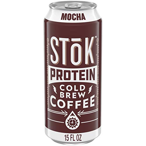 SToK Cold-Brew Coffee, Mocha Protein, 15 oz. Can (Pack of 12)