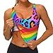 Women Girls Sports Vest U-Shaped Back Cozy Athletic Tops with Pads Elastic Fast Dry Tops Shirts for Yoga Fitness, Cheetah Skin Rainbow Leopard Print