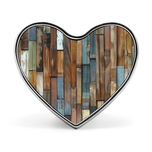 Planches vintage en bois rayées, épingle en métal, badge en forme de cœur, épingles à revers personnalisées, broche pour décoration de vêtements