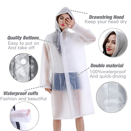 Foto von Gerhannery 2 Stück Regenponcho Wiederverwendbar Eva Regencape Unisex Regenjacke Wasserdicht Regenmantel Atmungsaktiv Tragbarer Regenumhang zum Camping Wandern Angeln (Weiß)