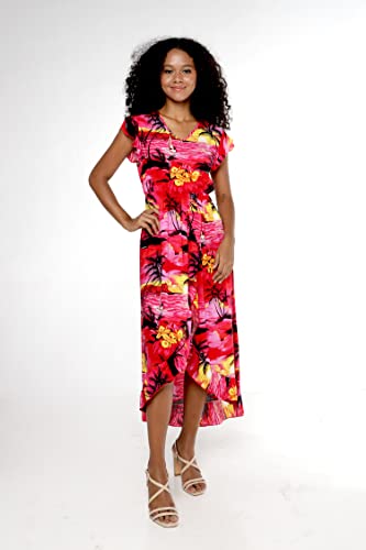Image of Hawaii Hangover Family Matching Hawaiian Clothes, Sunset Red | Family matching Hawaiian outfits, Sunset Red, lightweight rayon, machine washable, tropical floral print, luaus, cruises