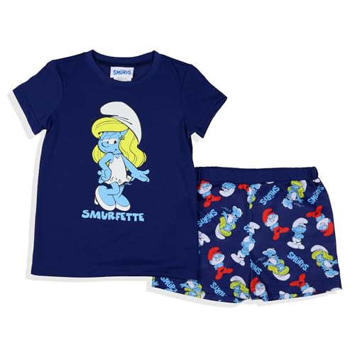 INTIMO The Smurfs Girls' Smurfette Pose Kid's Sleep Pajama Set Shorts with Short Sleeves3