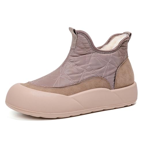 MlYJmer Botas de Nieve para Mujer, Zapatos de algodón, cómodos, cálidos, Casuales y fáciles de Poner,Marrón,40 EU