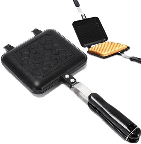 Sandwich Maker, Grilled Panini Maker Pan with Non-Stick Plates, Stovetop Toasted Sandwich Maker Press, Double Sided Aluminum Flip Cheese Maker Frying Pan for Home Kitchen Breakfast Camping