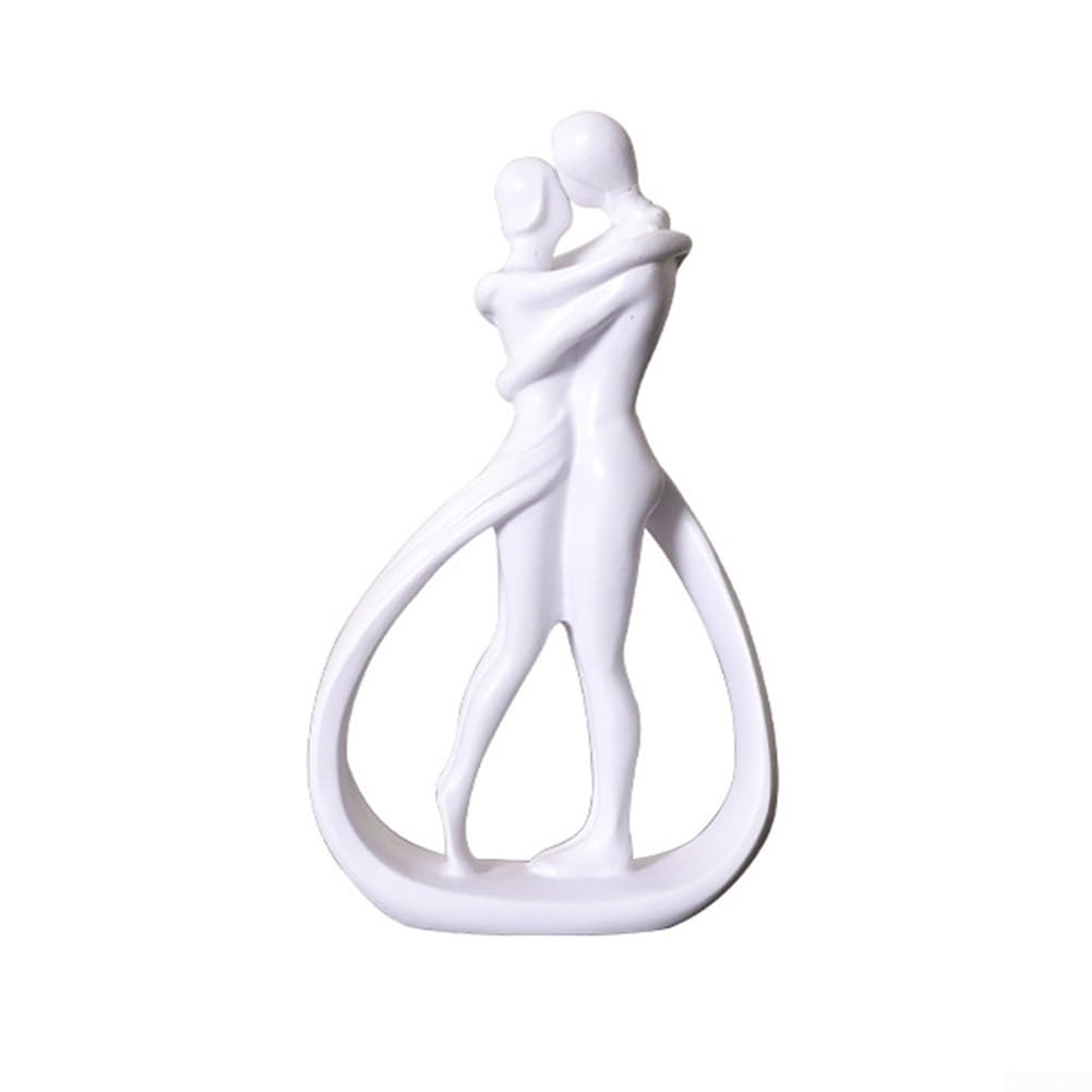 Home Decor Couple Figurine, Resin Sculpture, Anniversary Symbol of Love (white)