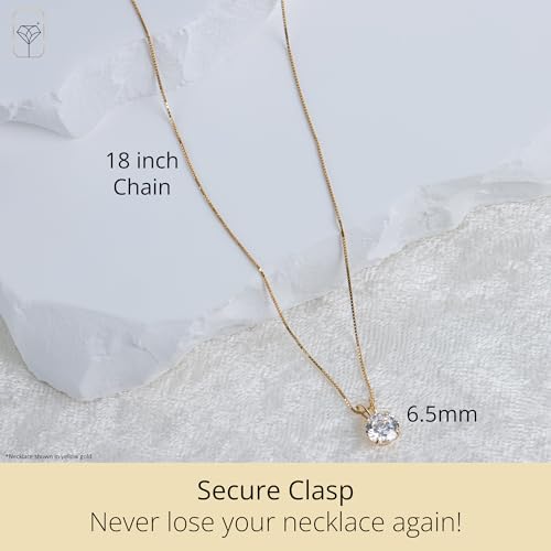 MAX + STONE 14k Gold 8mm Round Solitaire Cubic Zirconia Pendant Necklace for Women with 18 Inch Box Chain3