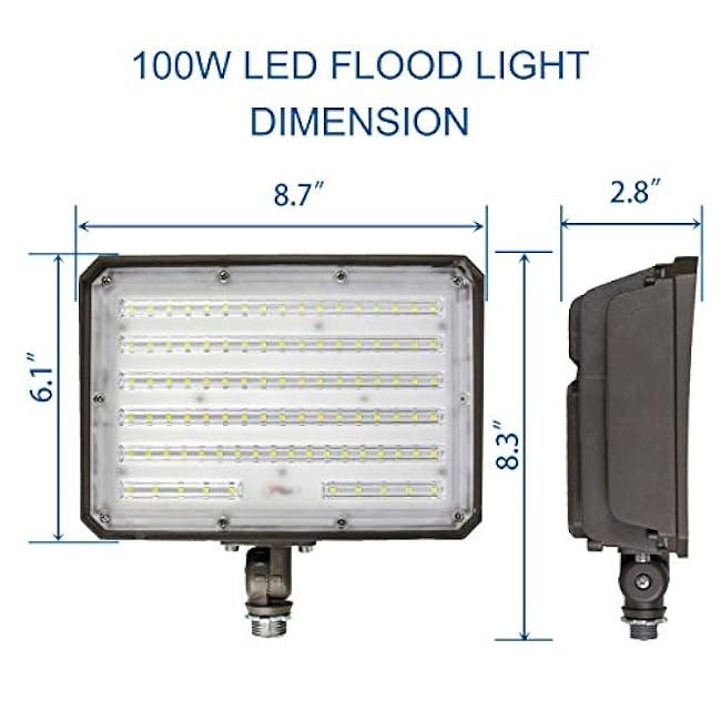 DAKASON 100W LED Flood Light 5000K Outdoor Security Lighting Fixture