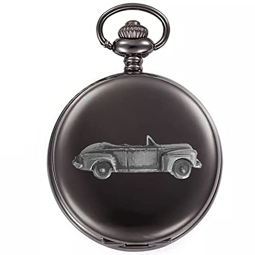 Montre à gousset à quartz Biff Tanner style années 1940 et boîtier noir poli