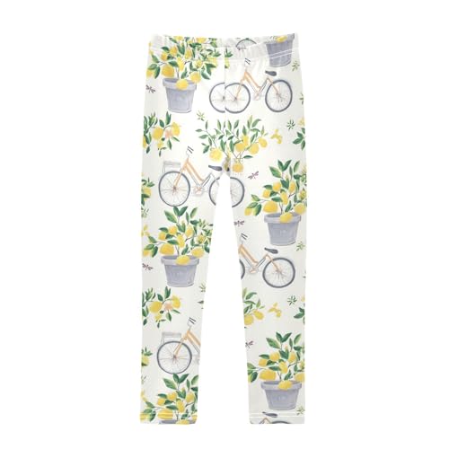 Gray Bicycles Girls' Leggings Toddler Doodles Lemon Trees Kids Yoga Pants Dance Active Tights 4T