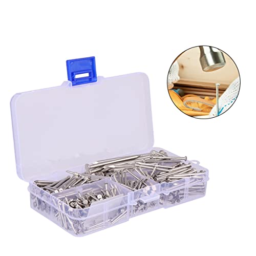 Juego de 460 Clavos Redondos de Cabeza Plana de Acero Inoxidable para Madera, Sujetadores Resistentes para Proyectos de Bricolaje miniatura 4