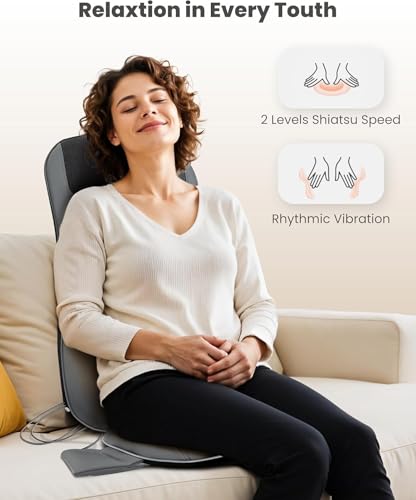 Image of COMFIER Shiatsu Full Back Massager for Chair with Heat, with 2 Shiatsu Speeds,Heated Chair Massage Pad with Spot,Seat Cushion,Neck Massager,for Home Office use,Gifts for Women Men Mom Dad